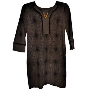 Wame, Size 8 (European 40) Black Dress Velvet Star Burst Accents Business Formal